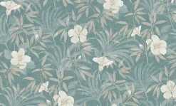 4044-38028-5 Malecon Aqua Floral Wallpaper