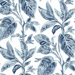 3120-13625 Mangrove Blue Botanical Wallpaper