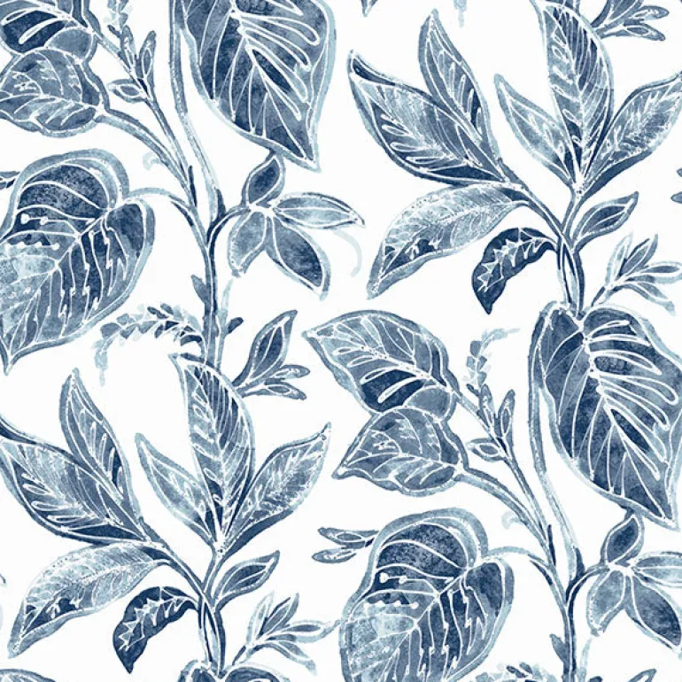 3120-13625 Mangrove Blue Botanical Wallpaper