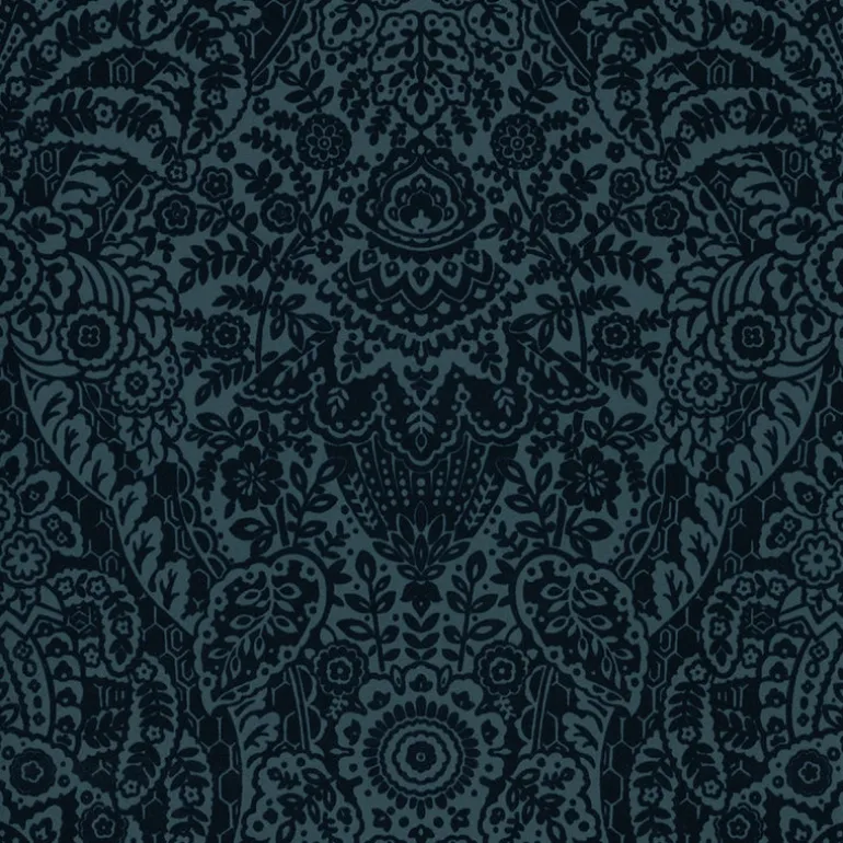 2973-87367 Maris Indigo Flock Damask Wallpaper