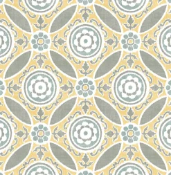 2744-24114 Maya Yellow Medallion Wallpaper