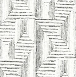 2964-25958 Merritt Black Geometric Wallpaper
