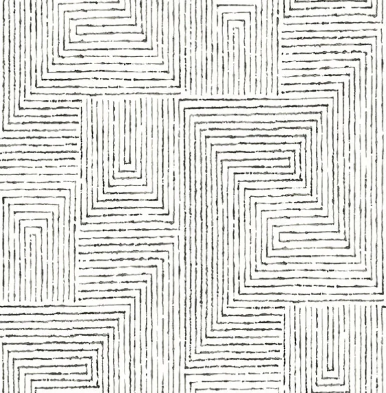 2964-25958 Merritt Black Geometric Wallpaper