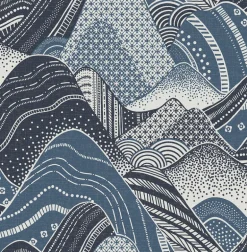 2764-24333 Meru Navy Mountain Wallpaper