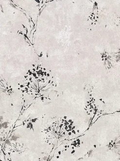 2904-00303 Misty Grey Distressed Dandelion Wallpaper