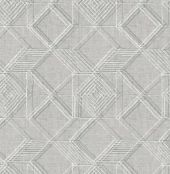 2969-26018 Moki Grey Lattice Geometric Wallpaper