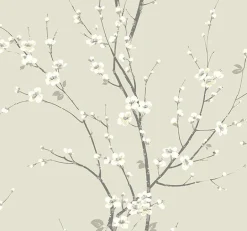2927-81805 Monterey Ivory Floral Branch Wallpaper