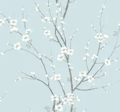 2927-81802 Monterey Sky Blue Floral Branch Wallpaper