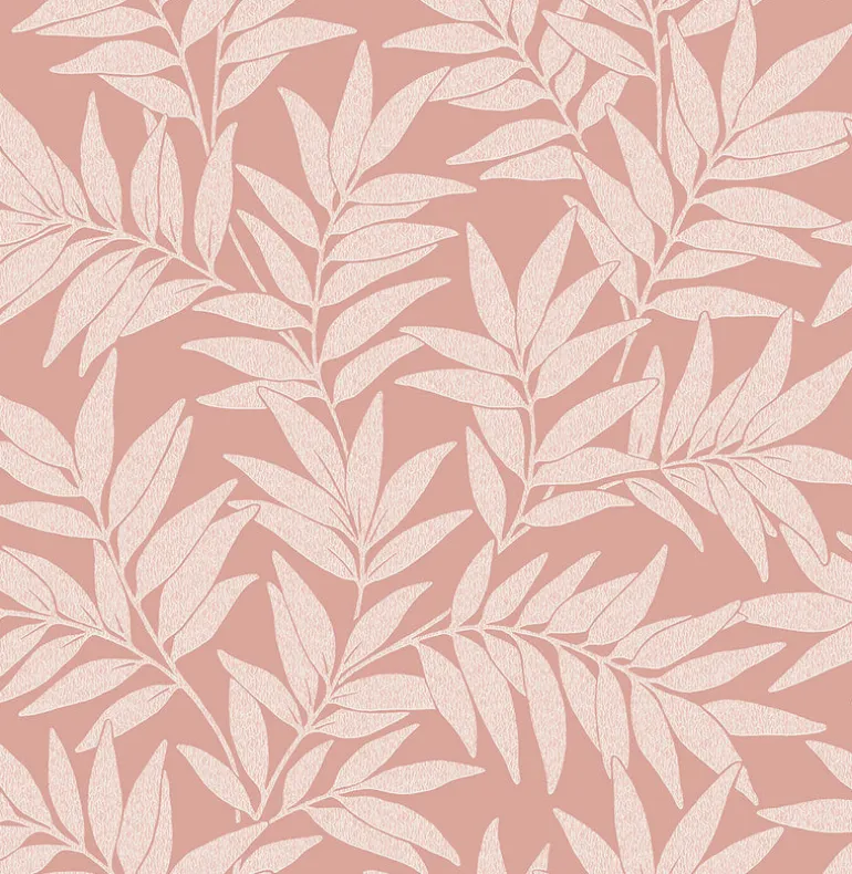 2970-26121 Morris Pink Leaf Wallpaper