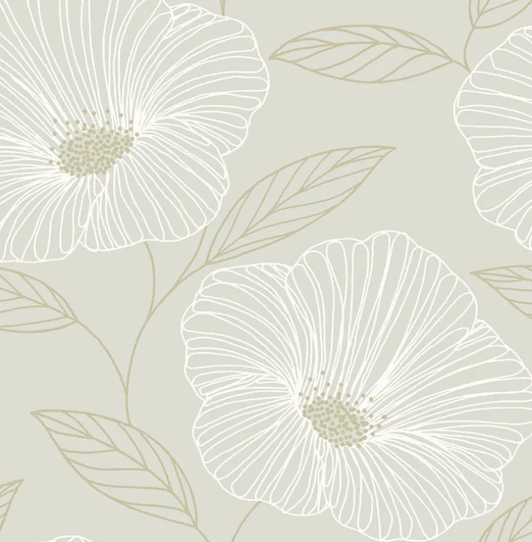 2904-24320 Mythic Light Grey Floral Wallpaper