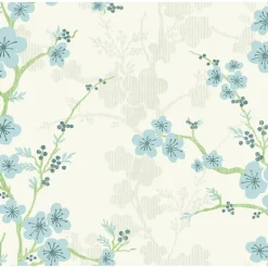2973-90107 Nicolette Light Blue Floral Trail Wallpaper