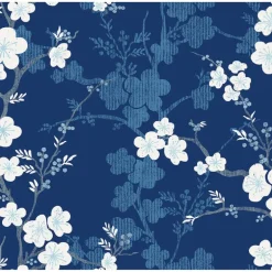 2973-90104 Nicolette Navy Floral Trail Wallpaper