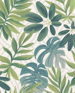 2763-24200 Nocturnum White Leaf Wallpaper