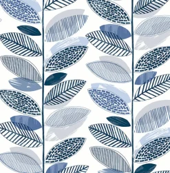 2904-25682 Nyssa Blue Leaves Wallpaper