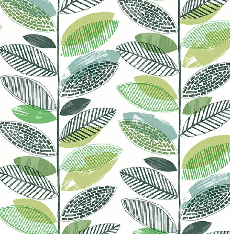 2904-25681 Nyssa Green Leaves Wallpaper