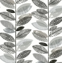 2904-25683 Nyssa Grey Leaves Wallpaper
