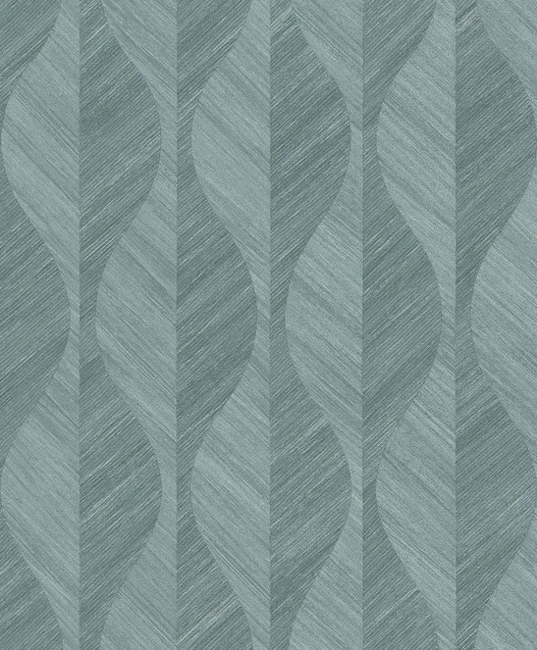 4025-82505 Oresome Teal Ogee Wallpaper