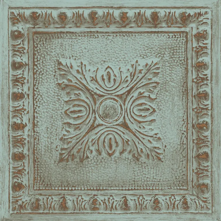 2540-24032 Ornamental Turquoise Tin Tile Wallpaper
