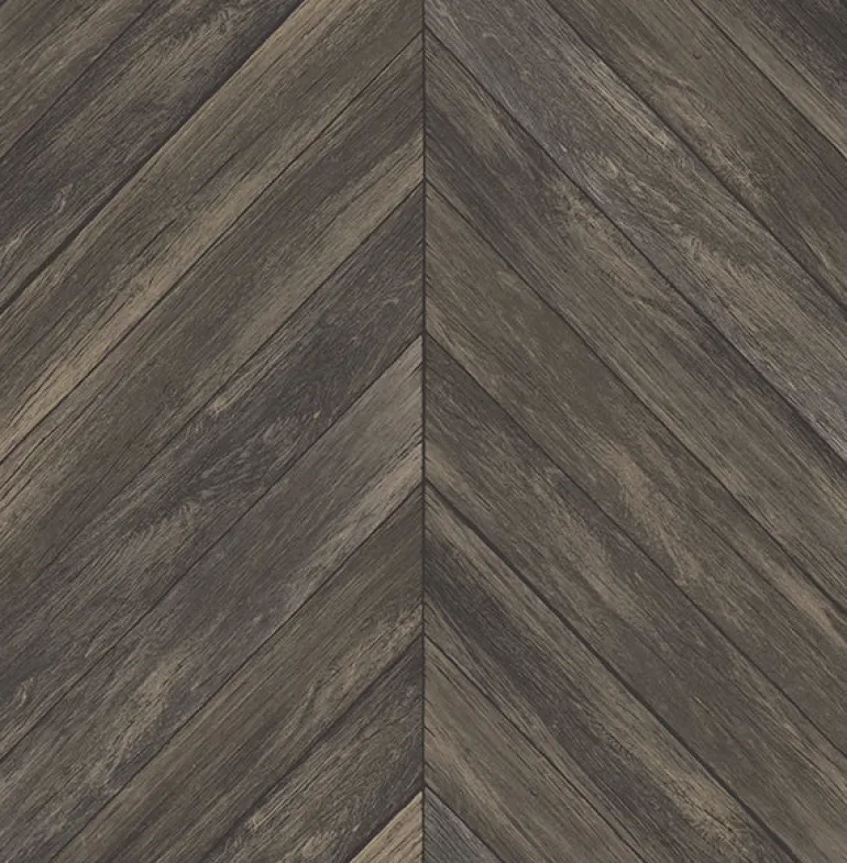 2904-24008 Parisian Dark Brown Chevron Wood Wallpaper