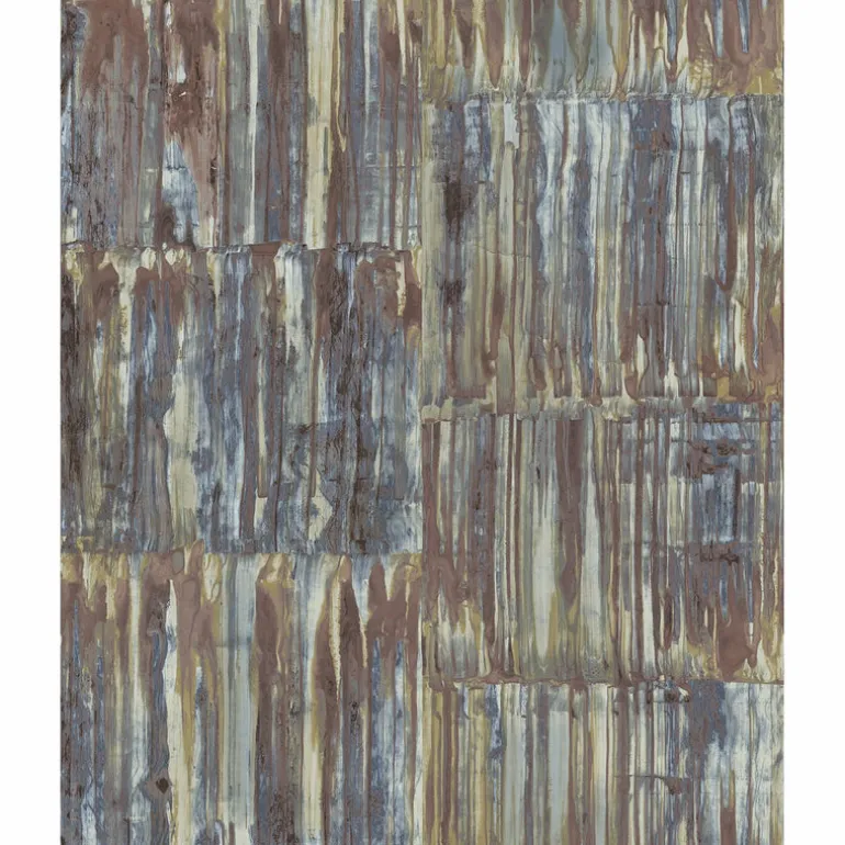 2540-24064 Patina Panels Multicolor Metal Wallpaper