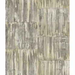 2540-24065 Patina Panels Yellow Metal Wallpaper