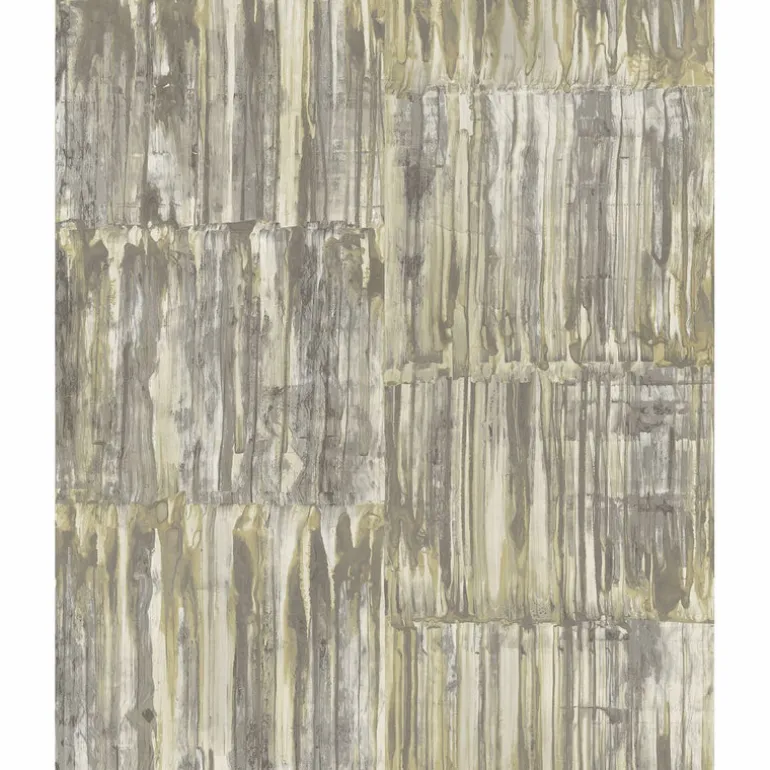2540-24065 Patina Panels Yellow Metal Wallpaper