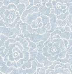 2969-26039 Periwinkle Blue Textured Floral Wallpaper