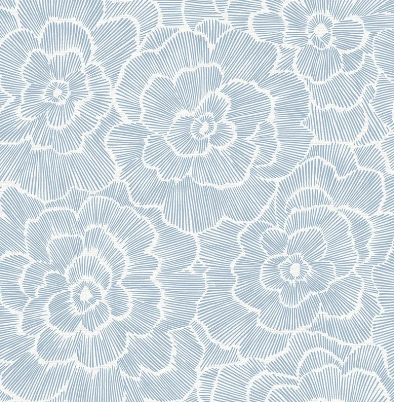 2969-26039 Periwinkle Blue Textured Floral Wallpaper