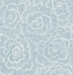 2969-26038 Periwinkle Grey Textured Floral Wallpaper
