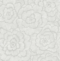 2969-26036 Periwinkle Light Grey Textured Floral Wallpaper