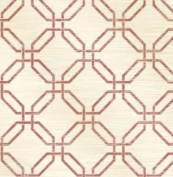 2766-24408 Phaius Burgundy Trellis Wallpaper