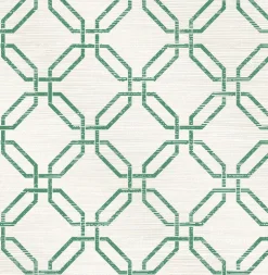 2766-24409 Phaius Green Trellis Wallpaper