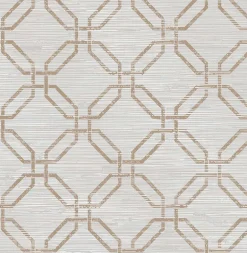 2766-24406 Phaius Taupe Trellis Wallpaper