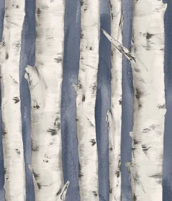 3118-12604 Pioneer Denim Birch Tree Wallpaper