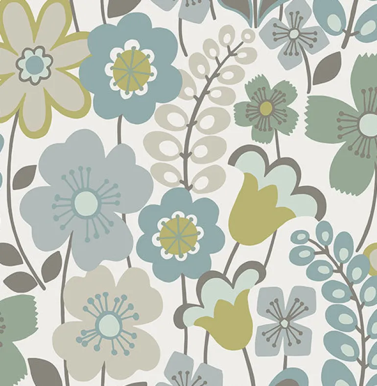 2903-25827 Piper Green Floral Wallpaper