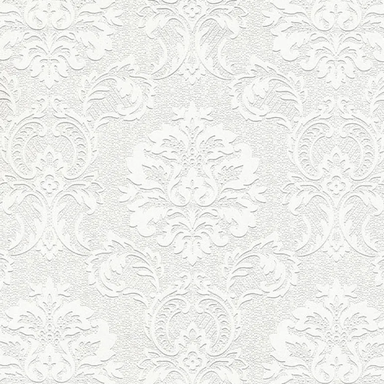 4000-32808 Plouf White Damask Paintable Wallpaper
