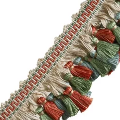 03944 Poppy Field Green Blue Pink Tassel Jaclyn Smith Trim