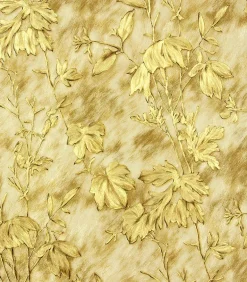 2871-88742 Portofino Gold Cow Leaves Wallpaper