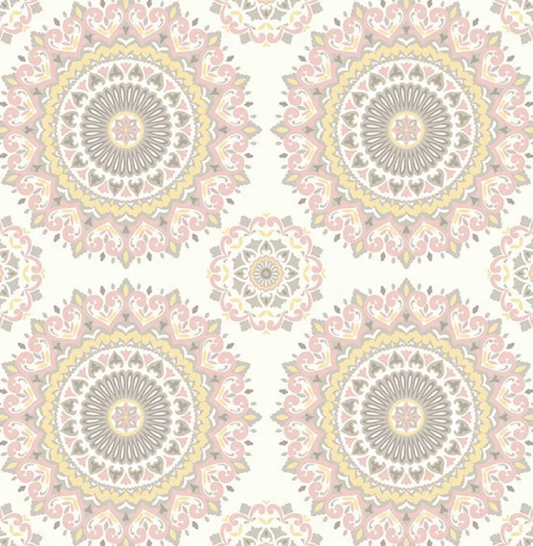 2766-001805 Priya Blush Medallion Wallpaper