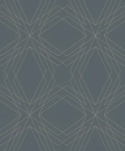 2908-87107 Relativity Charcoal Geometric Wallpaper