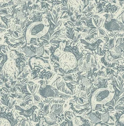 2861-25726 Revival Blue Fauna Wallpaper