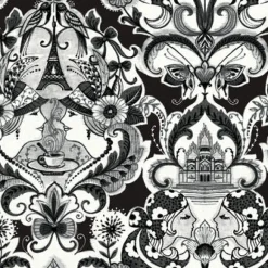 2973-90886 Sadie Black Parisian Damask Wallpaper