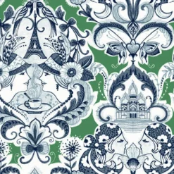 2973-90887 Sadie Green Parisian Damask Wallpaper
