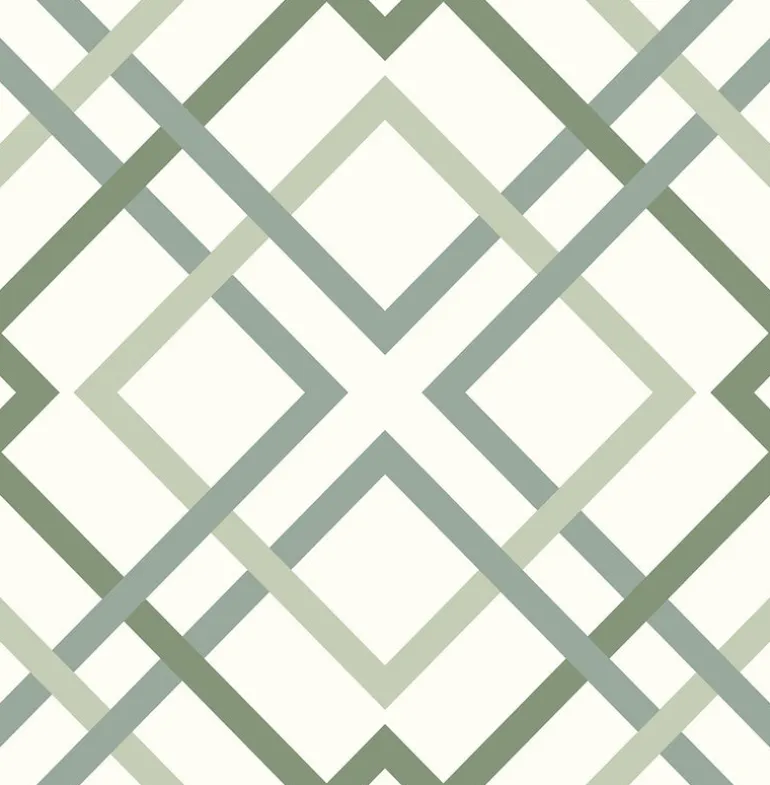 2901-25437 Saltire Emile Green Lattice Wallpaper