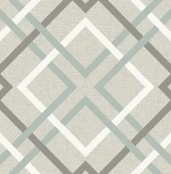 2901-22649 Saltire Emile Taupe Lattice Wallpaper