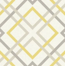 2901-22652 Saltire Emile Yellow Lattice Wallpaper