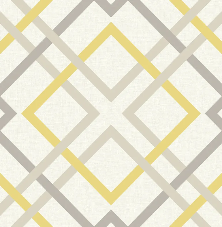 2901-22652 Saltire Emile Yellow Lattice Wallpaper