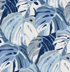 2969-26007 Samara Blue Monstera Leaf Wallpaper