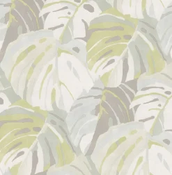 2969-26009 Samara Lime Monstera Leaf Wallpaper
