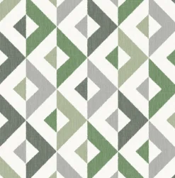 2902-25543 Seesaw Green Geometric Faux Linen Wallpaper